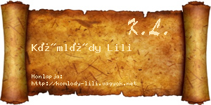 Kömlődy Lili névjegykártya